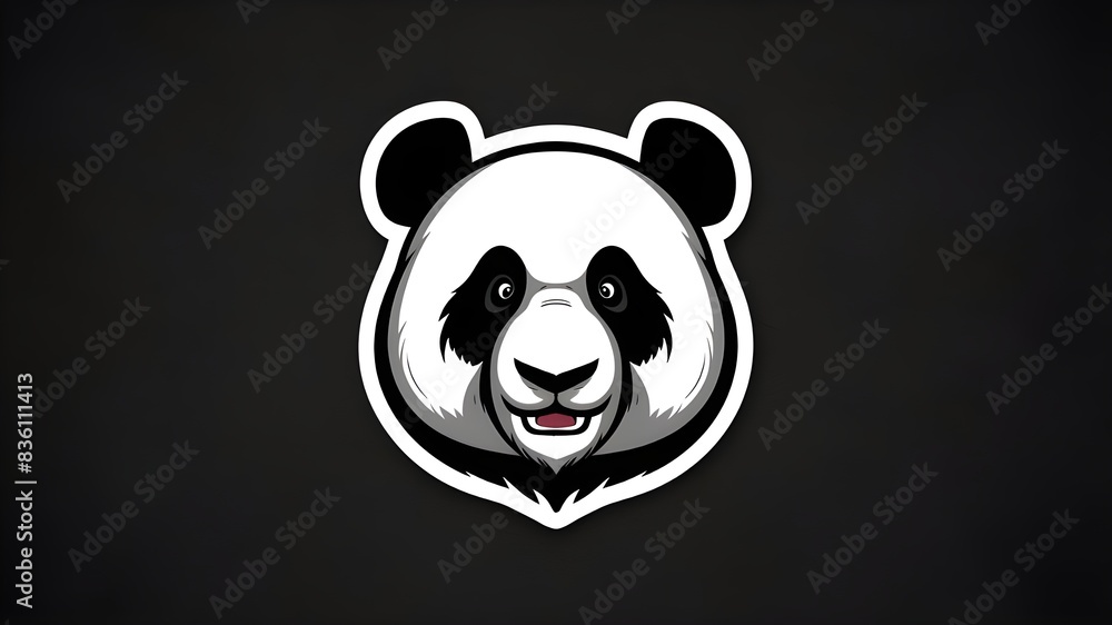 Wall mural panda portrait sticker, panda head mascot logo illustration - Wall murals
