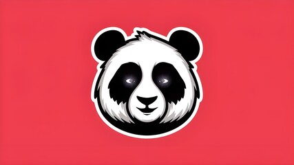Panda Portrait Sticker, Panda head mascot logo illustration