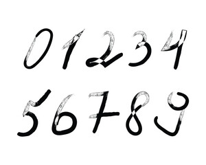 Set of vector hand written numbers. Children's numbers