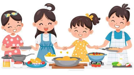 A cheerful family enjoys a hearty breakfast together, sharing joy and laughter in a bright kitchen