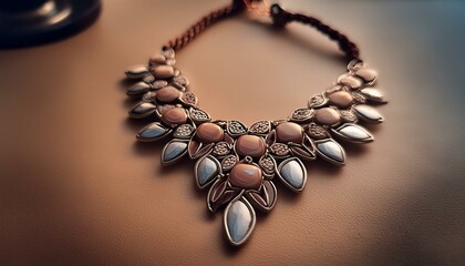 Beautiful ornate necklace in rich, muted tones