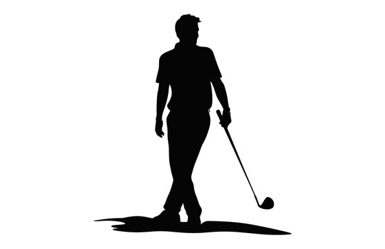 recommend clip art: silhouette of a golfer golf player silhouette Silhouette golfer action hitting golf ball illustration vector