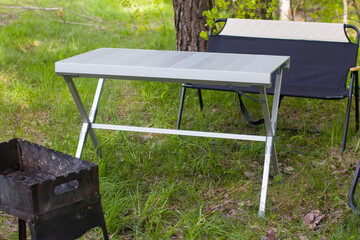 aluminum folding travel table. Picnic and outdoor recreation
