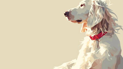 Captivating Minimalist Digital Art Featuring a Joyful English Setter