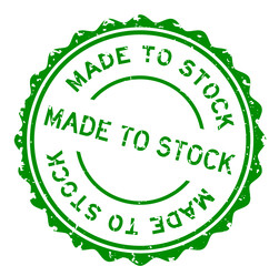 Grunge green made to stock word round rubber seal stamp on white background