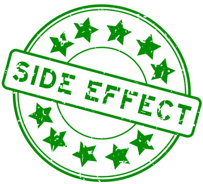 Grunge green side effect word with star icon round rubber seal stamp on white background