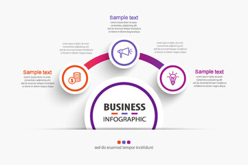 Three option circle infographic design template. Vector illustration