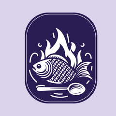 cool dark blue fish design, simple and modern