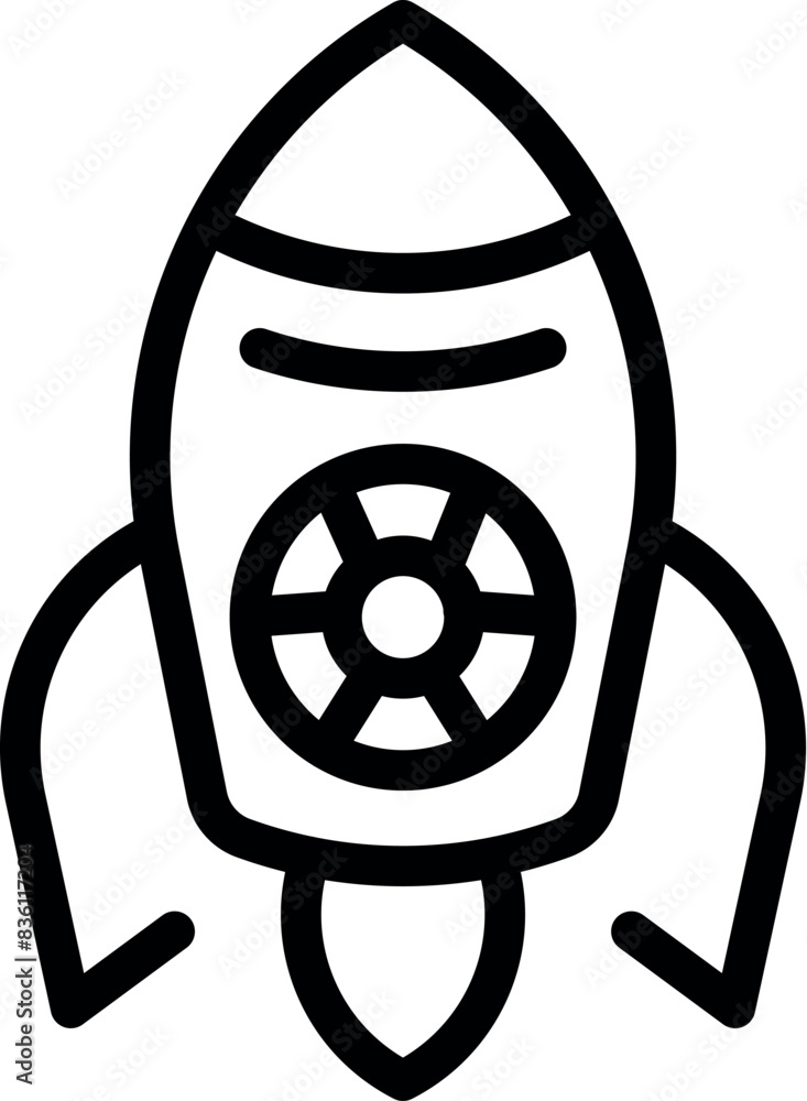 Poster minimalistic line art of a rocket suitable for logos and designs