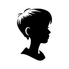 Child boy silhouette isolated on white background