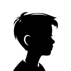 Child boy silhouette isolated on white background