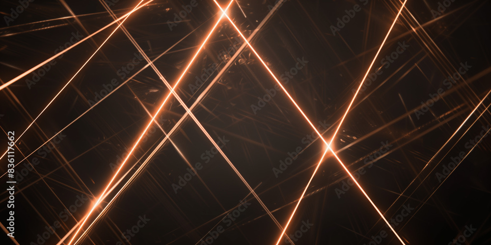 Sticker a black background with laser line patterns shining brightly in the dark.