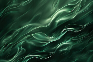 Obraz premium close up horizontal image of dark green flowing abstract waves background