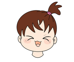 Cute girl face in cartoon style