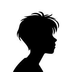 Child boy silhouette isolated on white background