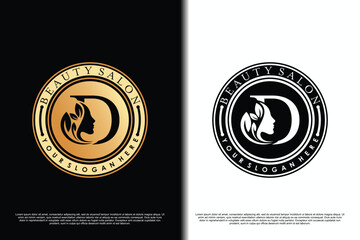 beauty woman design with letter d beauty concept