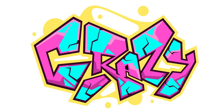 Crazy word graffiti text font sticker 