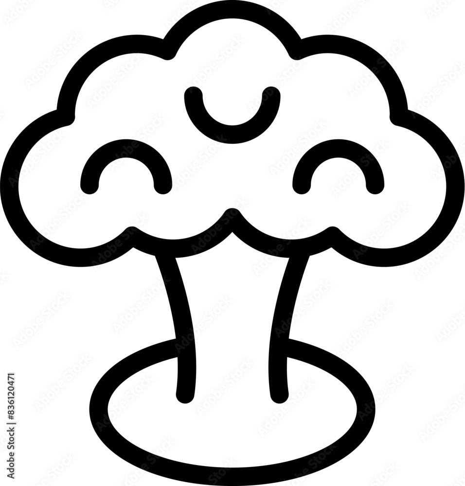 Poster simplistic black and white line drawing of a cartoonstyle tree, suitable for various design projects