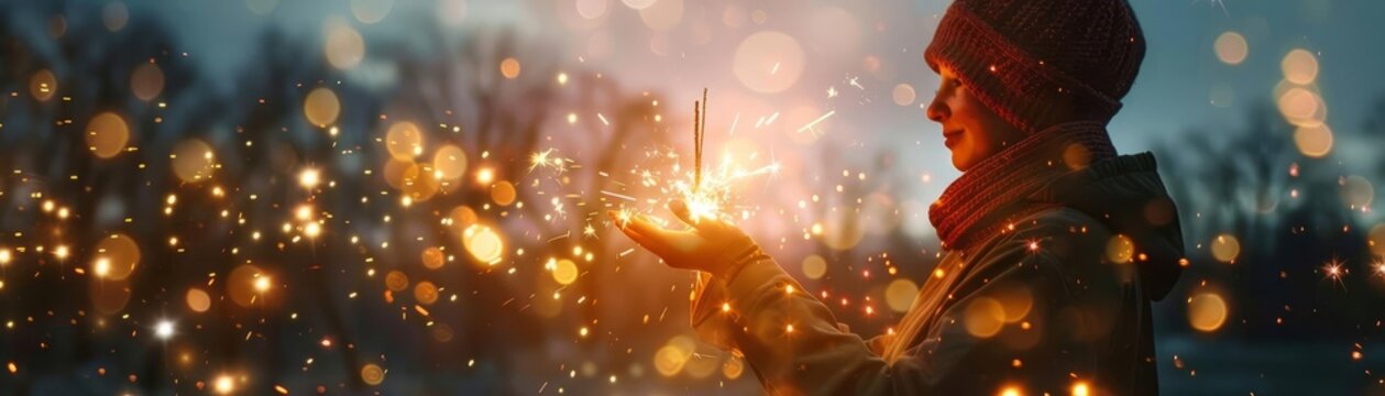 A silhouette of a person standing in front of a glowing cityscape.