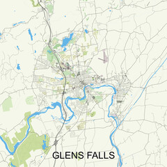 Glens Falls, New York, United States map poster art