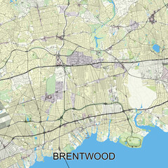 Brentwood, New York, United States map poster art