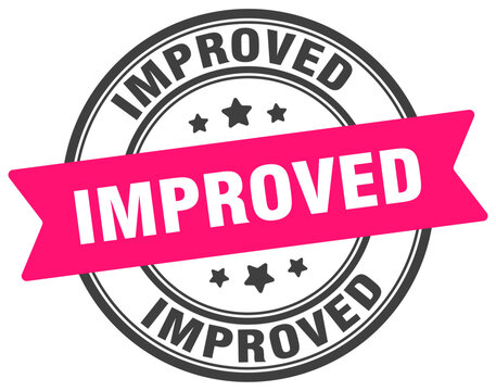improved stamp. improved label on transparent background. round sign