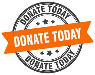 donate today stamp. donate today label on transparent background. round sign