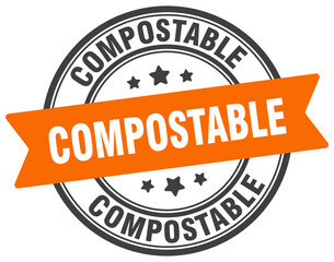 compostable stamp. compostable label on transparent background. round sign