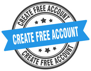 Fototapeta premium create free account stamp. create free account label on transparent background. round sign