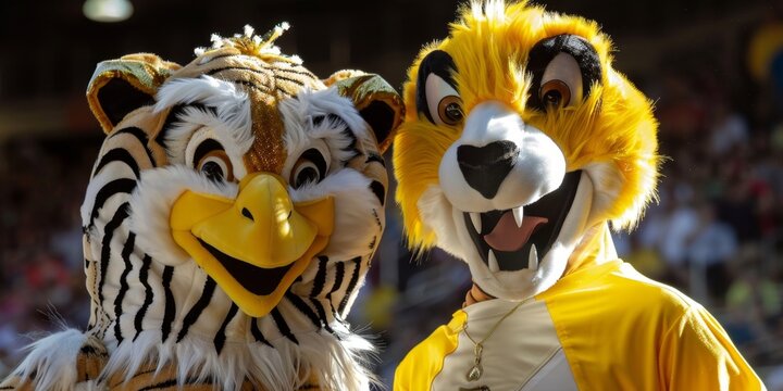 National Mascot Day: Celebrate the Spirit of Fun and Fandom - 4k Wallpaper. This vibrant and playful image captures the essence of National Mascot Day, a celebration of the beloved characters that bri