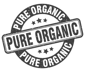 pure organic stamp. pure organic label. round grunge sign