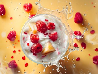Close up of fruits and yogurt