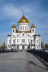 View of the Cathedral of Christ the Savior in Moscow on a sunny summer morning