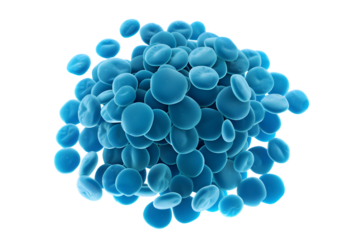Close-up of blue circular cells against a white background, perfect for scientific and medical