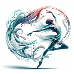 colorful ballerina illustration on white background