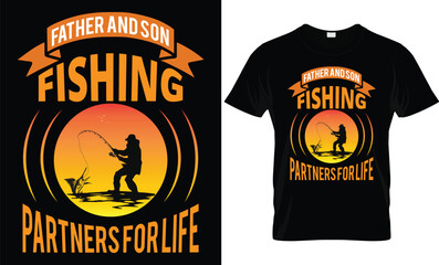 Fototapeta premium Fishing t -shirt design with fish vector template. Fishing typography t-shirt, landscape t shirt motivational typography quote unique t shirt design.