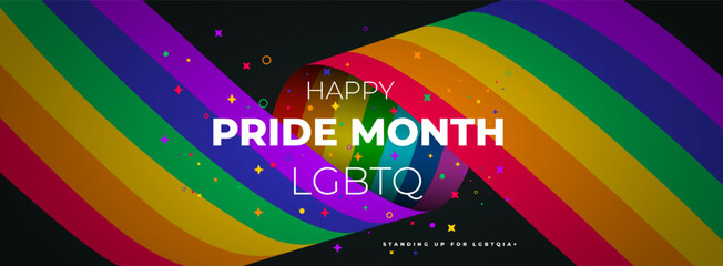 2024 Happy Pride Month. Colored stripes are curved background Gay and LGBT banner and wallpaper design for Pride Month. Vector illustration. Embracing Diversity Beautiful for Pride Month.
