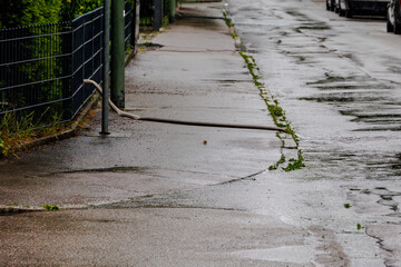 Fire brigade pumping water out of a cellar after flooding in Germany, Augsburg, 1 June 2024