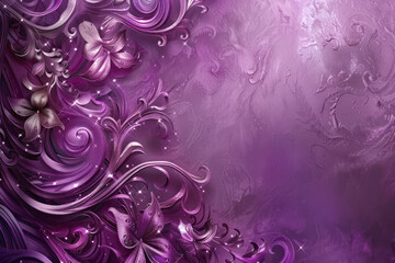 Elegant Purple and Silver Background: Swirling Patterns and Sparkling Highlights