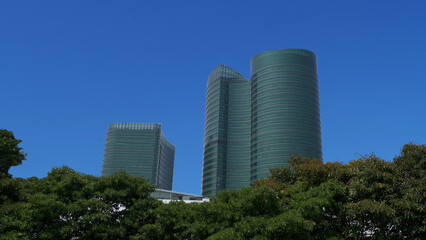 modern office building on blue sky background
