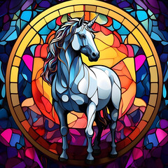 Unicorn Stained Glass Design