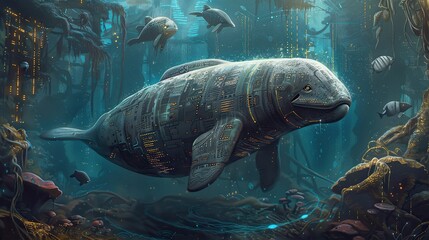 A Dugong exploring a database of ancient knowledge