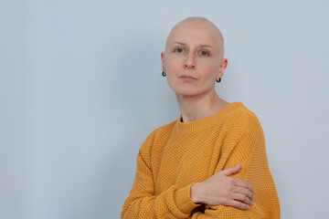 Portrait of a young strong confident woman fighting cancer