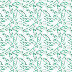 cucumber line icons seamless pattern