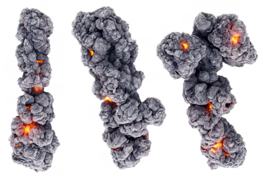 Alphabetic characters made from burning charcoal on white, excellent for png and transparent backgrounds - Powered by Adobe