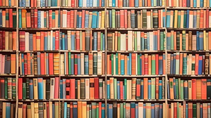 Seamless pattern of colorful books arranged like a bookcase