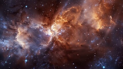 Obraz premium The heart of a galaxy rendered in vivid detail, showing swirling patterns of stars and dust that hint at the unseen forces shaping the cosmos.