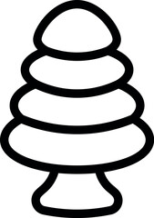 Simple black and white line art drawing of a stylized christmas tree suitable for holiday graphics