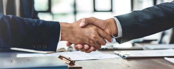 A handshake of businessmen, business concept.