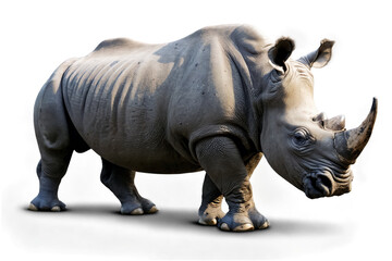 Obraz premium A life-like rhinoceros presented with great detail on a transparent, white background, in a png format